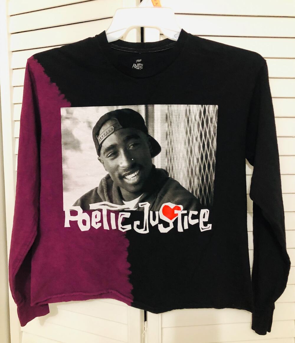 VINTAGE Poetic Justice Tupac Crop Top Long Sleeve Women's Shirt SZ M